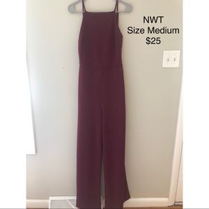 Lulu’s Backless Burgundy Jumpsuit